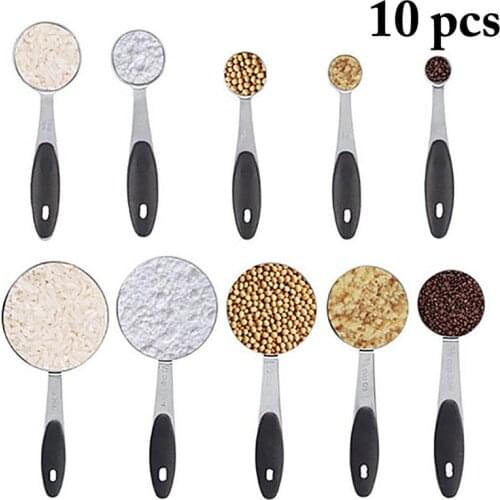 10Pcs Measuring Spoons And Cup Stainless Steel Measuring Tools Baking Accessories Kitchen Gadgets Multi Purpose Measuring Tool