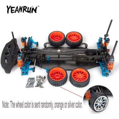 YEAHRUN Aluminium Alloy & Carbon Shaft Drive Car Frame Body Wheels Kit for 1/10 RC Flat Sports Car Upgrade Parts
