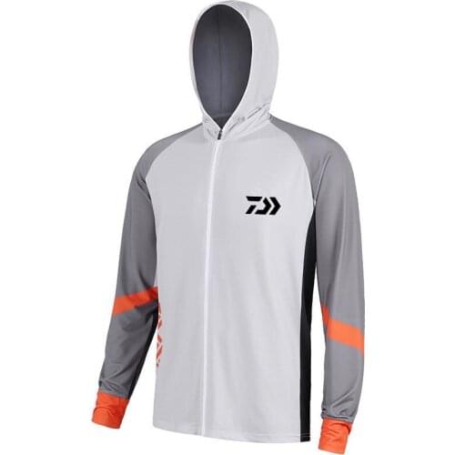 Outdoor Sports Thin Mens Fishing Shirt Jacket Sunscreen Uv Protection Breathable Quick-Drying Hooded Coat Fishing Jerseys