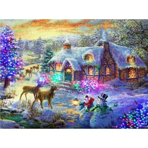 LaoJieYuan winter night snow scenery with deers painting modern style diamond painting for bedroom with dimonds