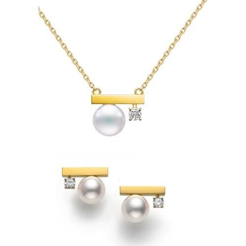 LONDANY Single artificial pearl zircon balance beam pearl necklace fashion exquisite small jewelry woman necklace earrings