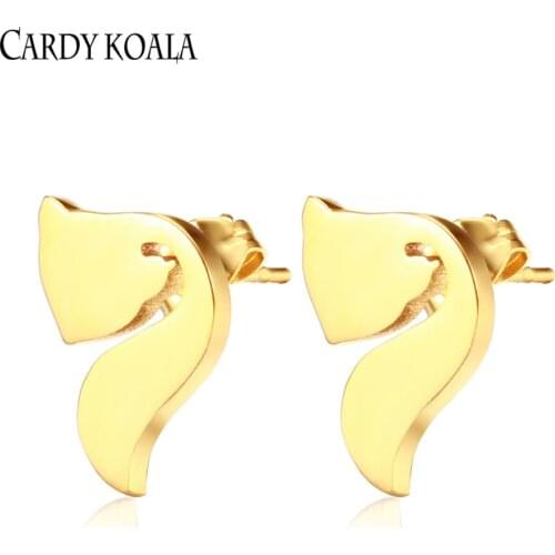 European and American style stainless steel titanium steel fox ins small fresh earrings temperament female earrings