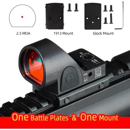 Mini RMR SRO Red Dot Scope Sight 2.5 moa Sight Airsoft Hunting Reflex Sight with Universal Glock Mount Collimator Glock gs2-0130