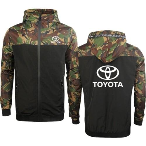 Mens Hoodies Toyota car logo printing Casual hiphop Harajuku Camouflage color Hooded Sweatshirts zipper Jacket Clothing