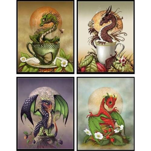 Counted Cross Stitch Kits Needlework - Crafts 14 ct Aida DMC Color DIY Arts Handmade Home Decor - Dragon Collection