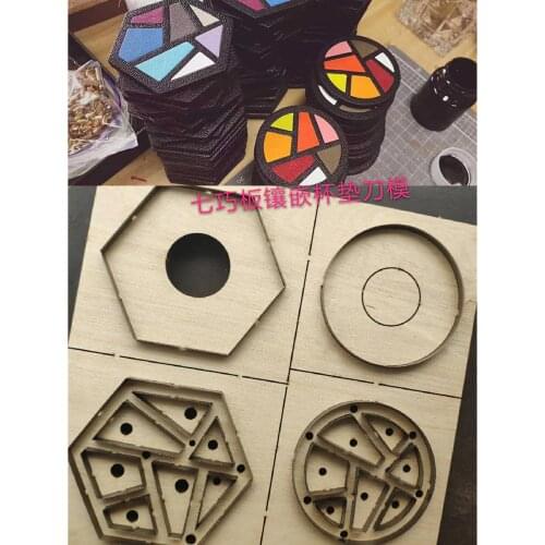 Cup board mat pad set designer leather craft inlay jigsaw die cutting knife mould diy hand machine punch tool set