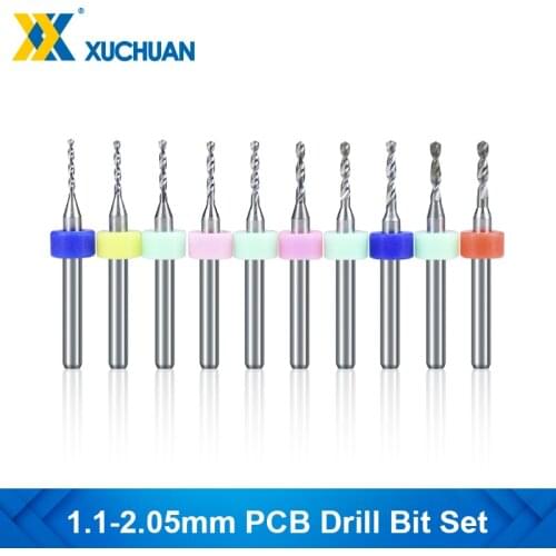 10pcs 1.1-2.0mm PCB Drill Bit Set 3.175mm Shank Printed Circuit Board Engraving Bit Carbide Micro Drill Bit CNC Drilling Bit Set
