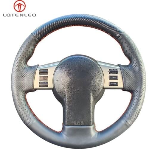 LQTENLEO Black Genuine Leather Carbon Fiber Car Steering Wheel Cover For Infiniti FX FX35 FX45 2003-2008 Nissan 350Z 2003-2009