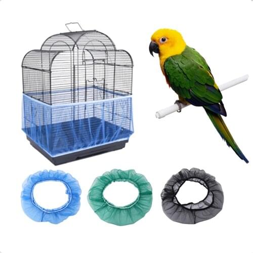 Nylon Mesh Bird Cage Cover Receptor Seed Catcher Parrot Fabric Airy Mesh Seed Guard Bird Cage Cover Dustproof Cage Net For Bird
