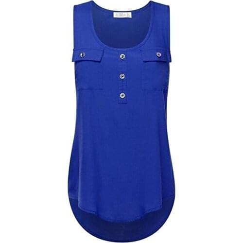 2021 New Buttons Tank Top Womens Vintage Tops T shirt Sleeveless Tops Casual Summer Ladies Sexy Tunic Tops Vest Female Blusas