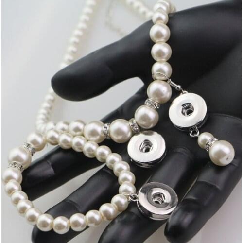 Wholesale Simulated Pearl Bridal Jewelry Sets Wedding Necklace Sets Engagement Jewelry Accessories Snap Button 18mm Jewelry
