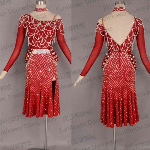 Latin dress Rumba Jive Chacha Latin Dance Dress Standard ballrom Dance Wear good quality stones GOODANPAR