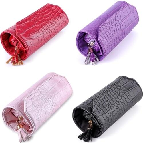 Portable Travel Jewelry Organizer Box Roll PU Leather Jewellery Storage Pouch for Rings Earrings Necklaces