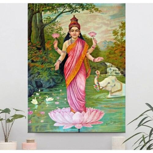 Goddess Lakshmi Art Film Print Poster Home Wall Decor
