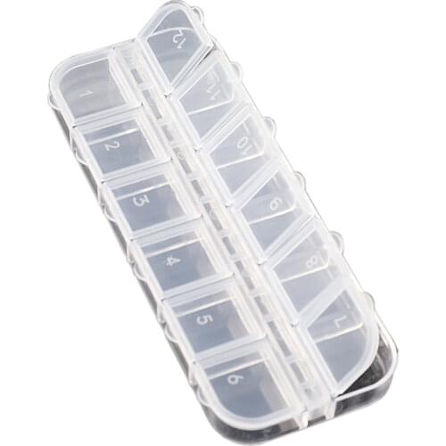 12 Grid Nail Art Transparent Empty Plastic Storage Case Rhinestones Dried Flower Earring Jewelry Box Container Manicure Tool