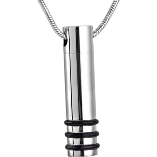 Rubber Surround Memorial Jewelry Ashes Keepsake Pendant for Ash Holder Stainless Steel Cylinder Cremation Urn Necklace