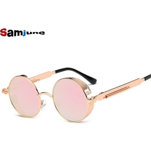 Samjune Round Metal Sunglasses Steampunk Men Women Fashion Glasses Brand Designer Retro Vintage Sunglasses UV400