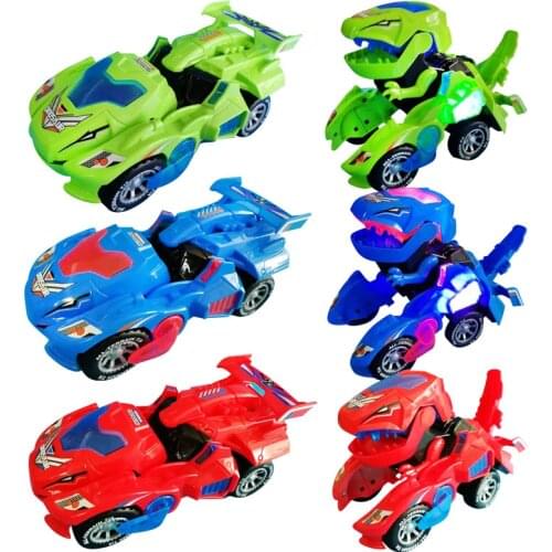 LED Deformed Dinosaur Car Led Car Universal Wheel deform Robot Vehicle Toy With Lights Sounds Christmas Gift for Kids