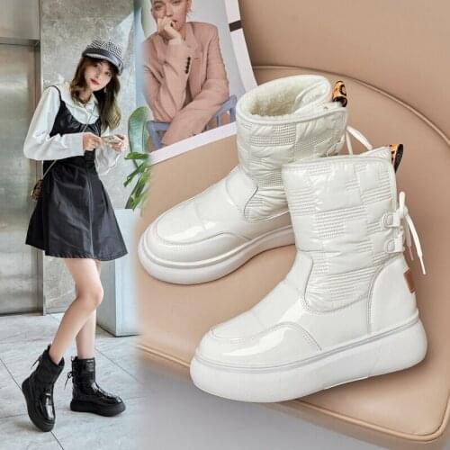 Warm plush snow boots ladies short boots winter warmth thick cotton boots waterproof non-slip hiking boots large size boots