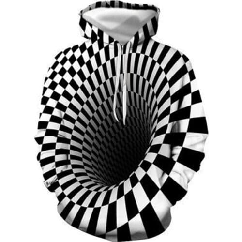3D Unisex Hoodie Oversize Winter Checkered Swirl Printed Loose Long Sleeve Pullover Paisley Hoodie Men Sweatshirt Hoody