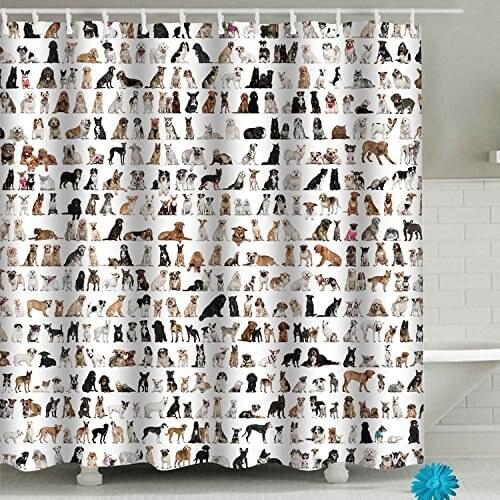 Funny Dogs Family Shower Curtain Fabric, Polyester Waterproof Bathroom Decor Accessories with Hooks 71"(W) x 71"(H)