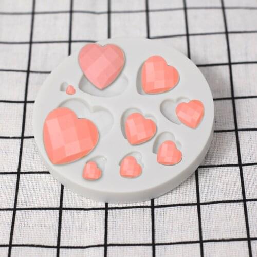 Gem Diamond Peach Heart Chocolate Cake Decoration Fondant Biscuit Baking DIY Food Grade Silicone Mold