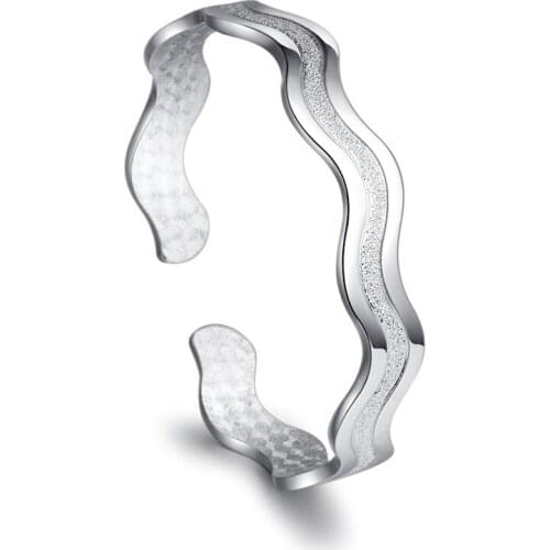 100% 925 sterling silver fashion water wave ladies`bangles jewelry no fade women female girl bangle wholesale