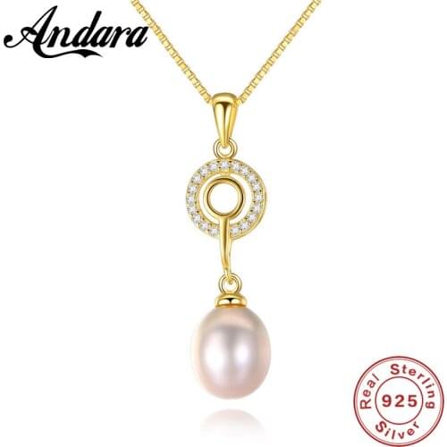 High Quality 925 Sterling Silver Circle Round Necklace Women Freshwater Pearl Simple Pendant Necklace Wholesale