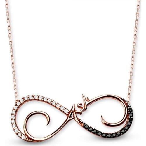 Women infinity Style Silver Rose Necklaces Zircon Gemstone Silver Necklaces 925K Silver Turkish Women Jewelry