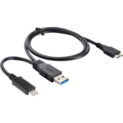 ZIHAN Type-C & USB3.0 Combo USB-C USB 3.1 Type-A Host to Micro USB 3.0 Target Data Cable for Disk