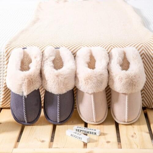 Winter Men House Slipper Fashion Warm Indoor and Outdoor Bedroom Cotton Plush Shoes Fleece Fluffy Couple Memory Foam Flats