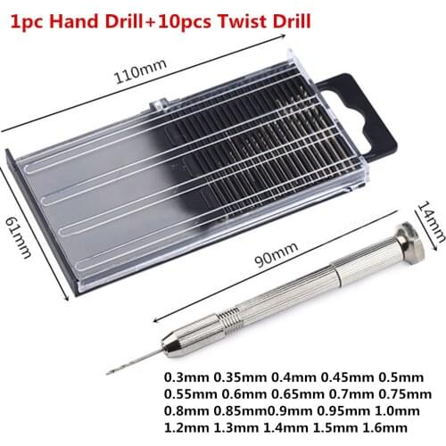 1PC High Quality Mini Micro Copper Hand Drill +20pc Twist Drill Bit Woodworking Tools Carving Manual Drilling Hole