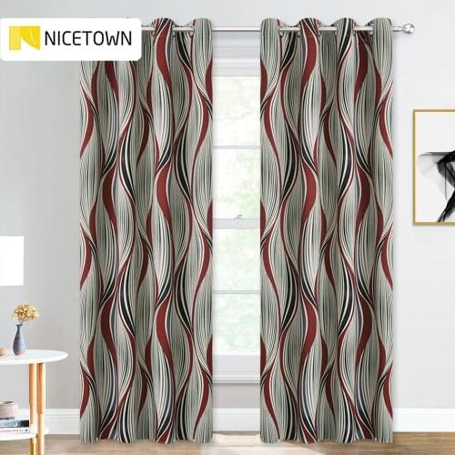 NICETOEN 1PC Room Darkening Intersect Curve Pattern Curtains Blackout Thermal Insulated Noise Reduction Rustic Decorations Home