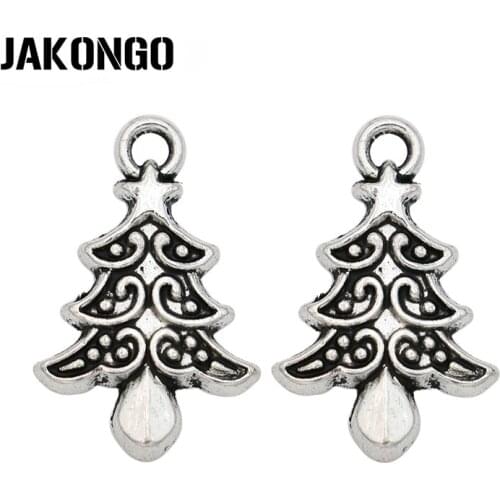 10PCS Antique Silver Plated Christmas Tree Charms Pendants for Jewelry Making Bracelet DIY Handmade 22x14mm