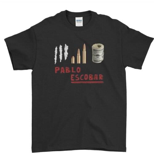 2019 Fashion Short Sleeve King Pablo Escobar Dollar Cocaine Bullet Money Mens T-Shirt Tee custom tees