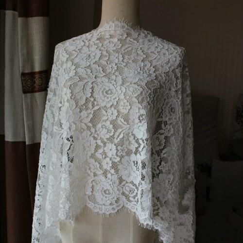 3M/Lot Eyelash Lace Fabric White Black Bone Line Cloth Lash Wedding Dress Lace Trim Clothing Accessories Wide 50CM