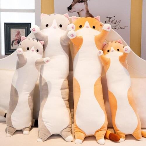 70cm/90cm Long Cat Pillow Plush And Stuffed Toys Birthday Present Sofa Cushion Sleeping Pillow Cute Animal Cat Kids Plush Toys