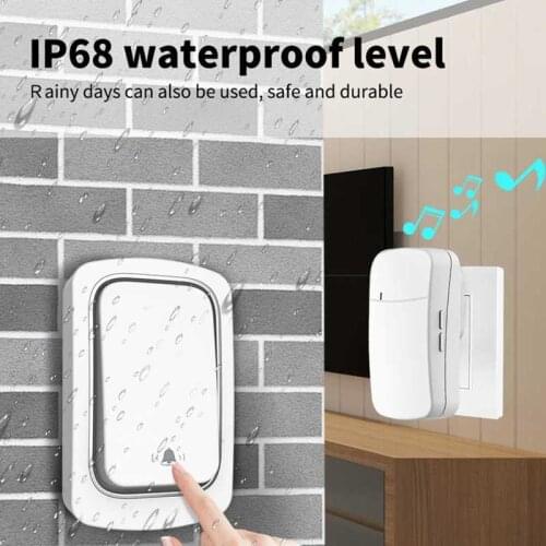 Self‑Powered Door Bell with 38 Music Wireless Remote Control Doorbell US Plug 100‑230V