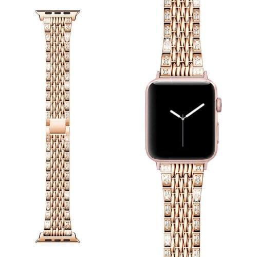 Diamond Bracelet for Apple Watch band 38 40 mm 42mm 44mm Metal Wrist band stainless Steel women strap for iWatch Series 5/4/3/2