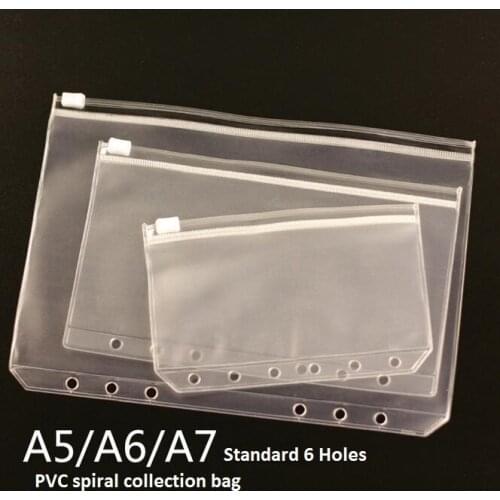 A5/A6/A7 Spiral Notebook Accessory DIY Transparent PVC Collection Zipper Bag Cards Collection Case Diary Storage Bag Notes Pouch