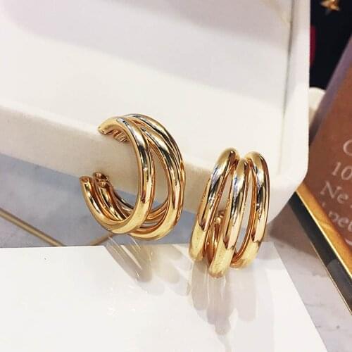 Design earring niche European and American multi-layer ring temperament earpiece simple personality Korean female ear pendant