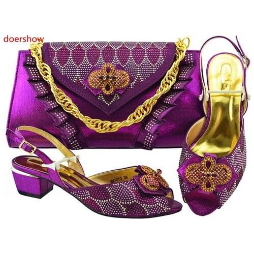 Doershow Italian Shoes with Matching Bags Italian Shoes and Bags To Match Shoes with Bag Set Decorated with Appliques!Sbf1-29