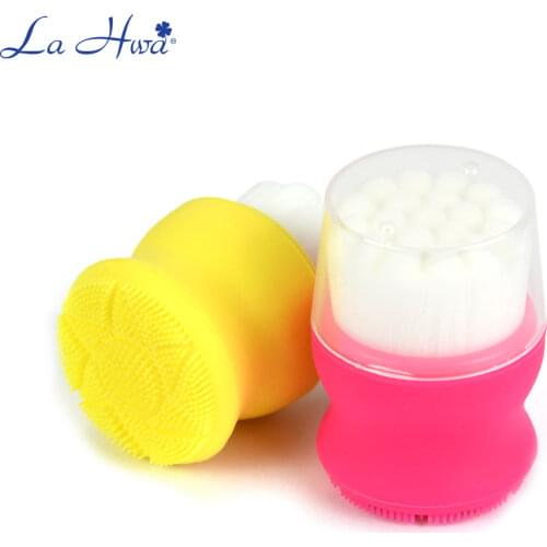 Travel portable silicone double-headed facial cleansing brush manual massage facial cleansing brush to clean pores and blackhead