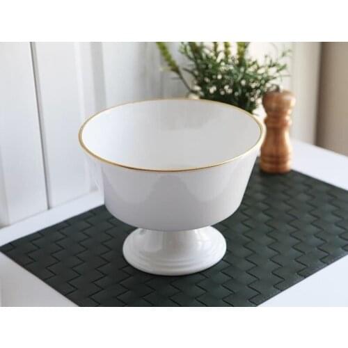 EminHome Foot Fruit Bowl Black Gold-White Gold