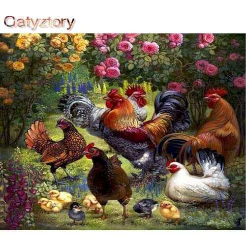 GATYZTORY DIY Painting by numbers Farm cock paint by numbers for adults photo frames for picture wall art canvas acrylic paint 4