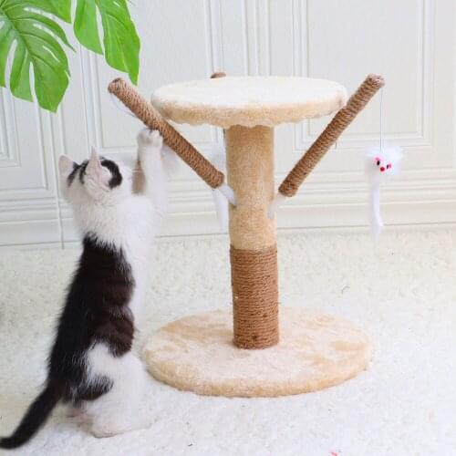 Pet Cat Scratching Post Attractive Cats Climbing Tree Toy Cute Mouse Toys Scratcher Stick Kitten Cats Hammock Bed