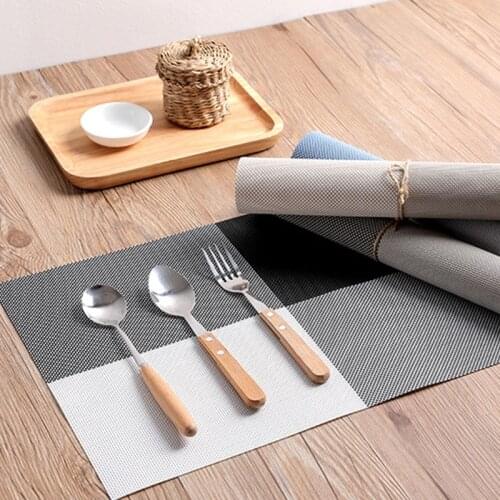Easy Clean Placemats For Dining Table Decoration Accessories Rectangle Waterproof PVC Insulation Non-Slip Kitchen Table Mat