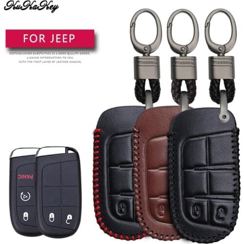 Leather Car Key Case Cover Protection Shell Skin For Jeep Wrangler Patriot Grand Cherokee Compass Liberty Keyring Keychain