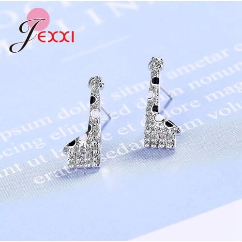 Cute Giraffe Stud Earring Animal Jewelry for Kids Student Girl Birthday Party Gift 925 Sterling Silver Cubic Zircon High Quality