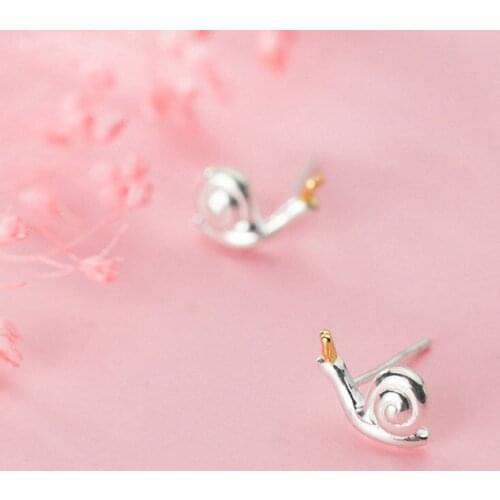 Cute Bridal Snails Stud Earrings Trendy Female Gold Color Small Earring Charm 925 Sterling Silver Wedding Earrings For Women